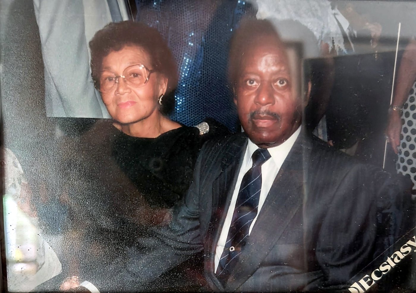 Aileen with her husband, dressed up for an evening out